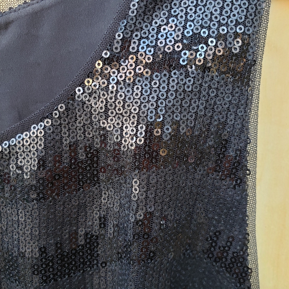 BCBGMaxAzria Black NERA Sequin Open Back Dress -10 - Picture 4 of 16